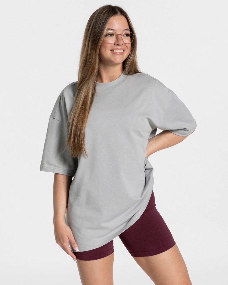 Women's Teveo Candy Oversized T-Shirt Light Grey | USA-0827LZNYR