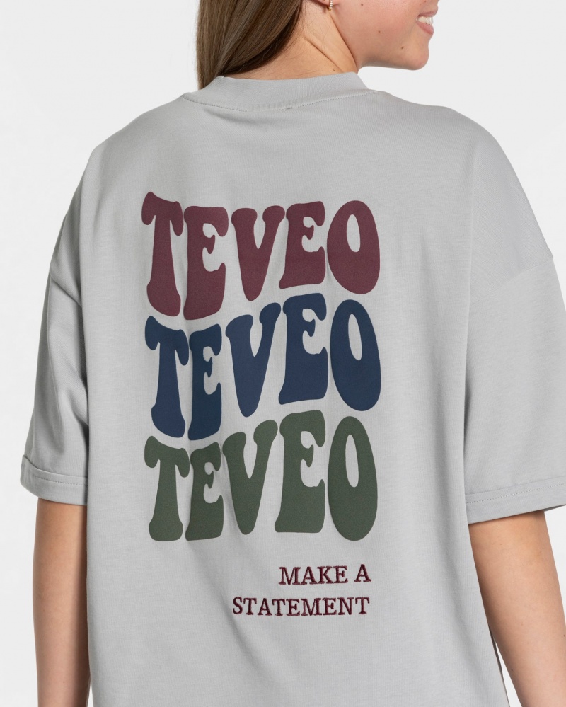 Women's Teveo Candy Oversized T-Shirt Light Grey | USA-0827LZNYR