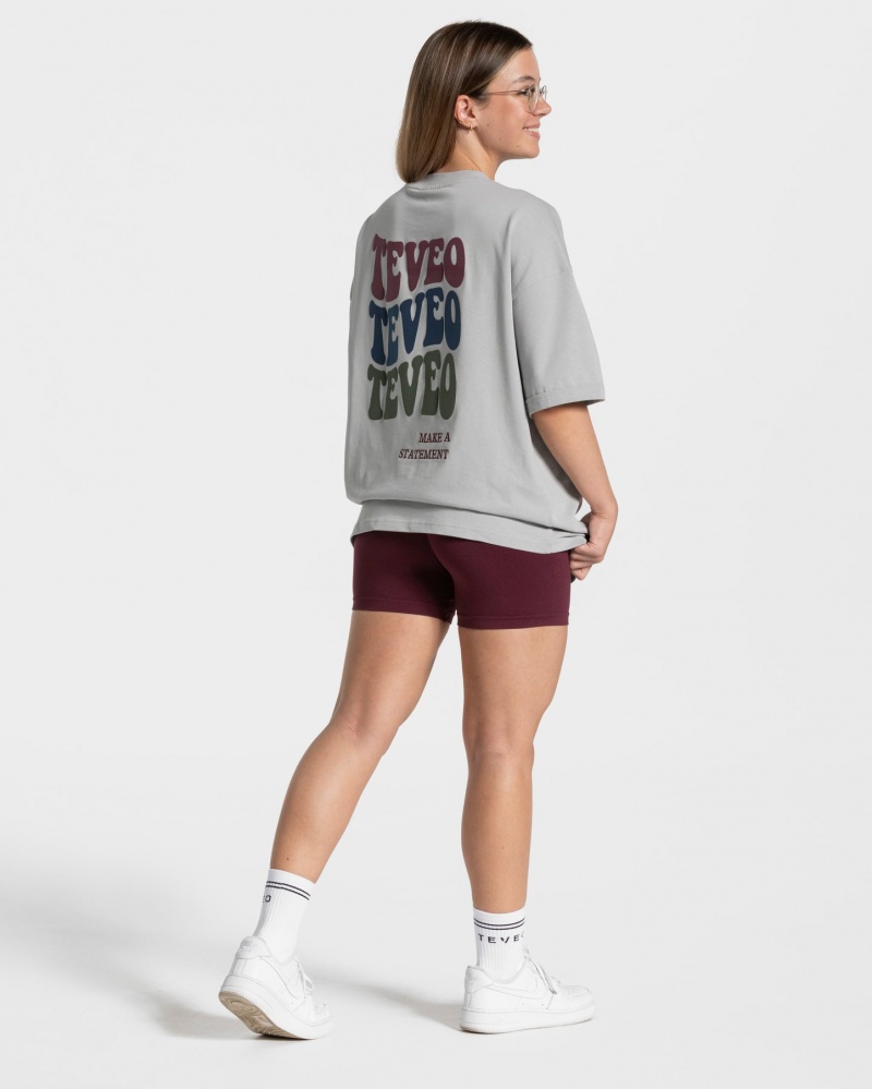 Women's Teveo Candy Oversized T-Shirt Light Grey | USA-0827LZNYR