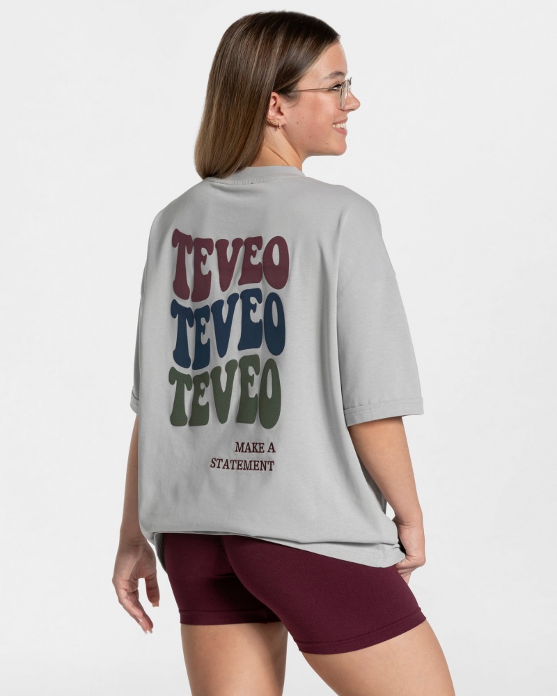 Women\'s Teveo Candy Oversized T-Shirt Light Grey | USA-0827LZNYR