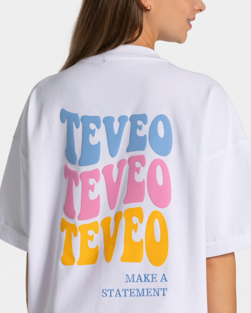 Women's Teveo Candy Oversized T-Shirt White | USA-3072YHWPS