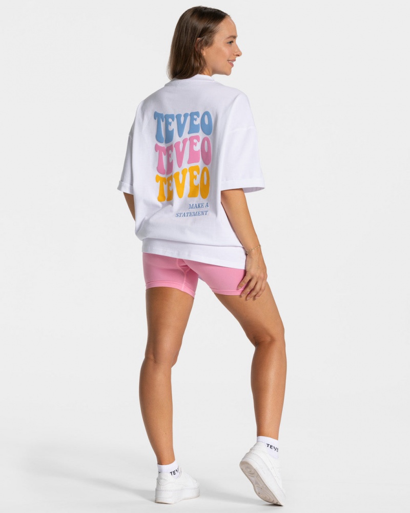 Women's Teveo Candy Oversized T-Shirt White | USA-3072YHWPS