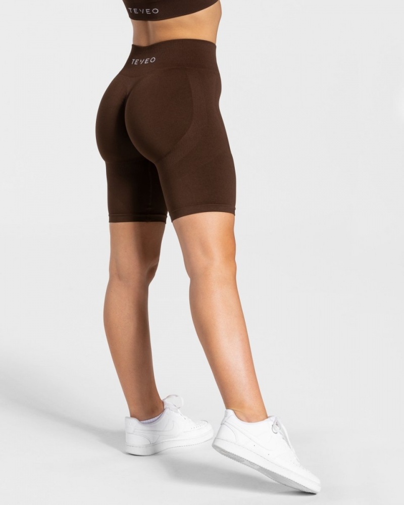 Women's Teveo Charming Scrunch Shorts Brown | USA-1729DELWS