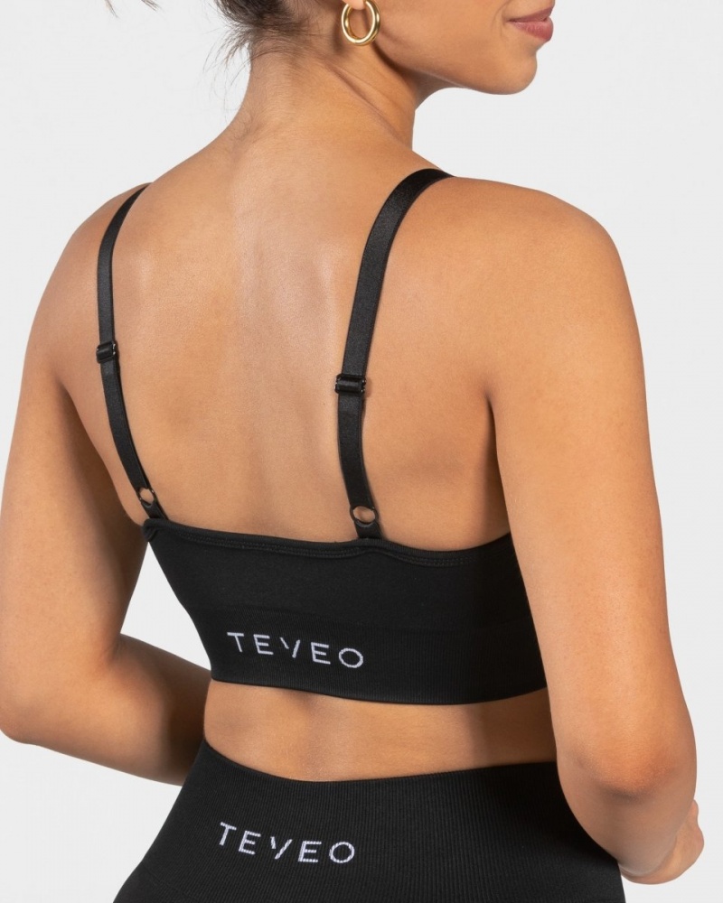 Women's Teveo Charming Scrunch Sports Bra Black | USA-9758SCVNJ