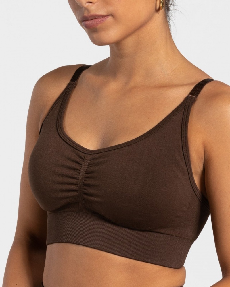 Women's Teveo Charming Scrunch Sports Bra Brown | USA-9041GWBYC