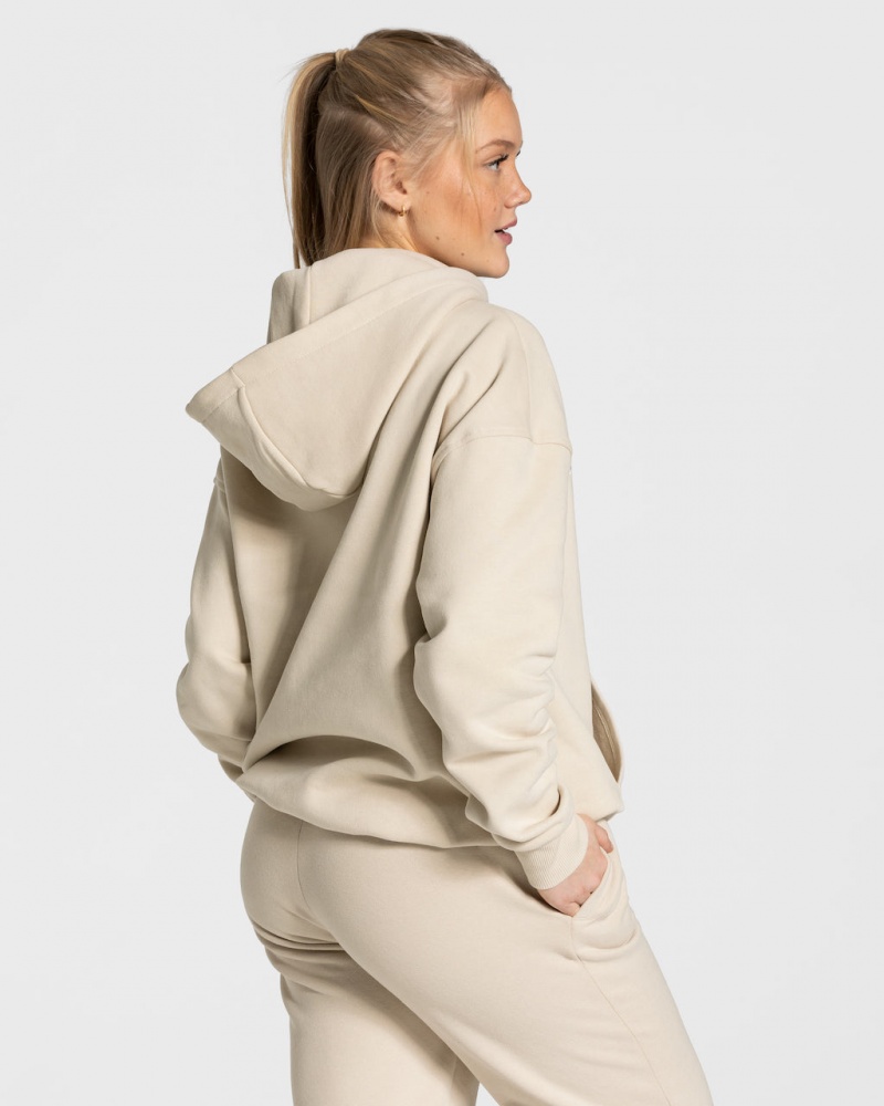 Women's Teveo College Oversized Hoodie Beige | USA-6984JNCLZ