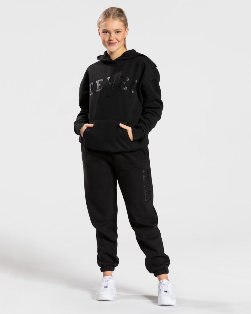 Women's Teveo College Oversized Hoodie Black | USA-0432VSNPW