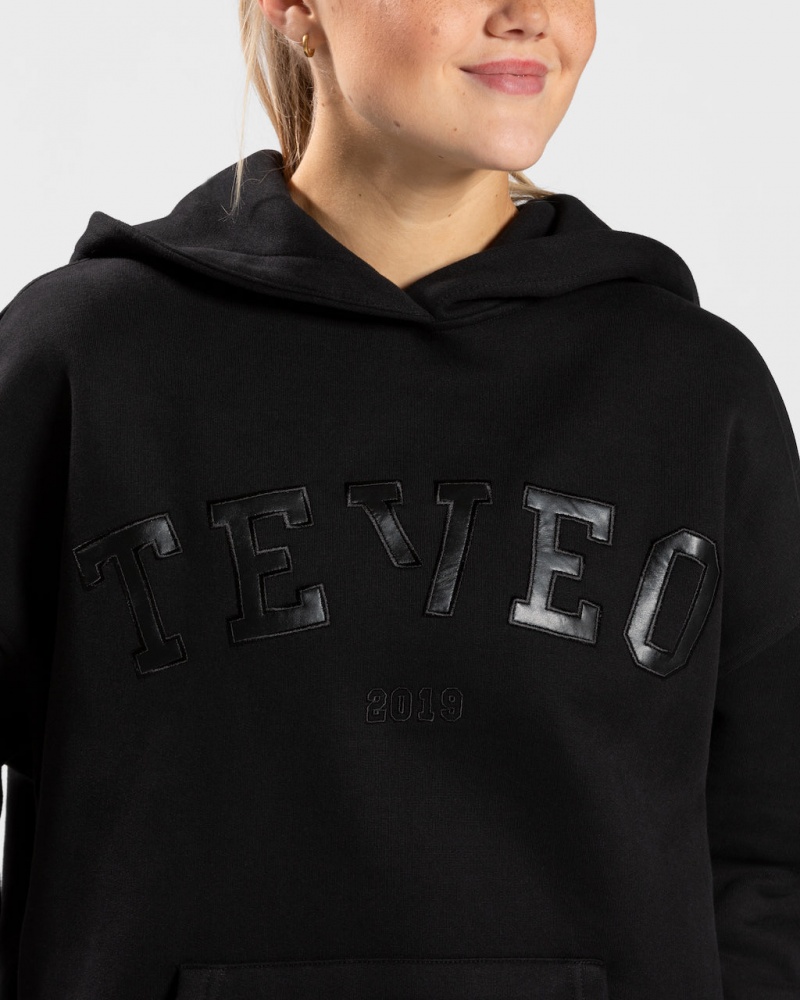 Women's Teveo College Oversized Hoodie Black | USA-0432VSNPW