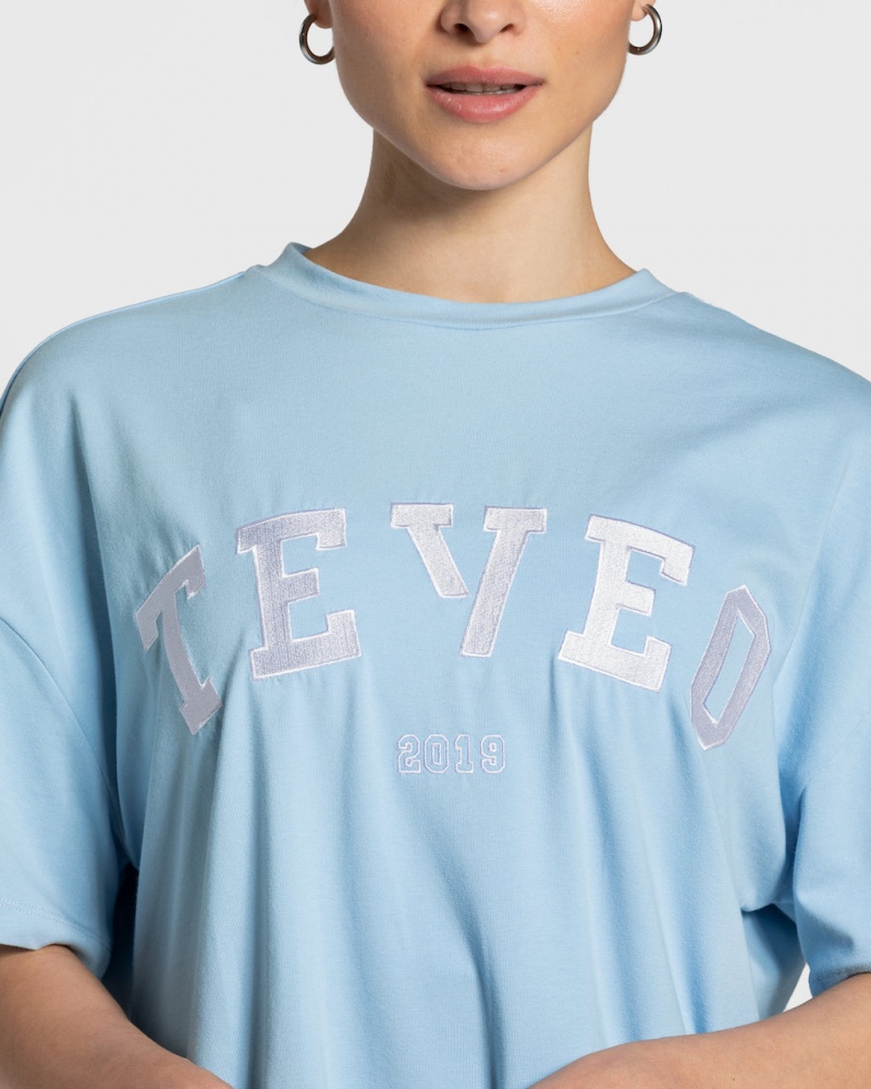 Women's Teveo College Oversized T-Shirt Light Blue | USA-9463AJHIT