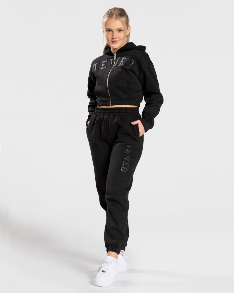 Women's Teveo College Zip Hoodie Black | USA-7246GBNCO