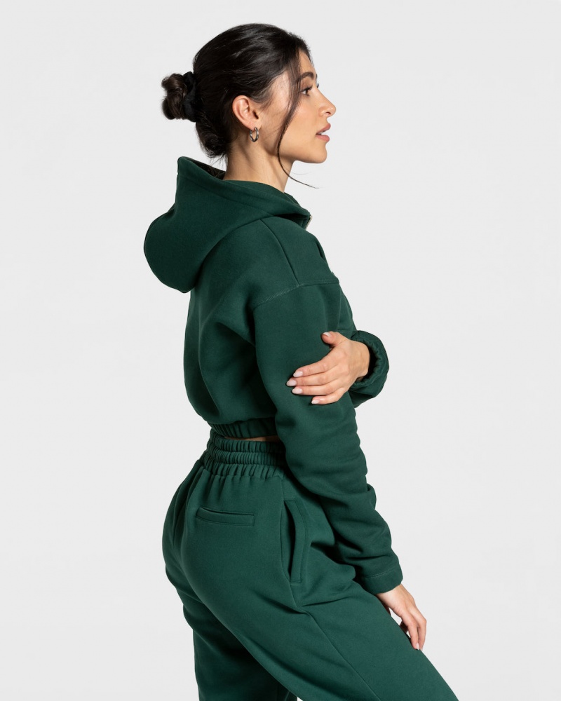 Women's Teveo College Zip Hoodie Dark Green | USA-8610LNGMX