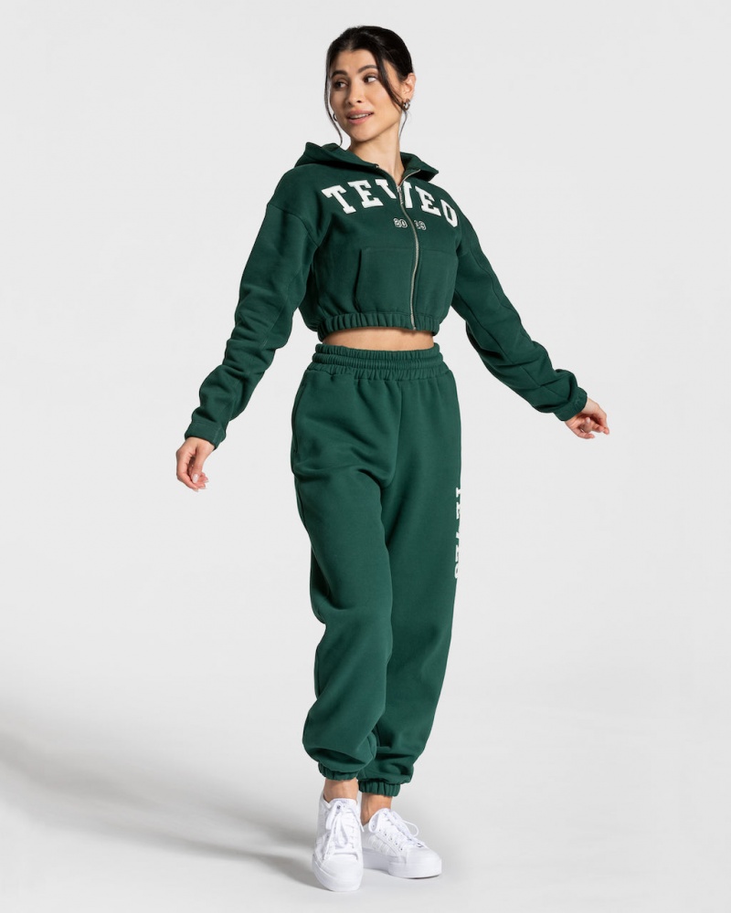 Women's Teveo College Zip Hoodie Dark Green | USA-8610LNGMX