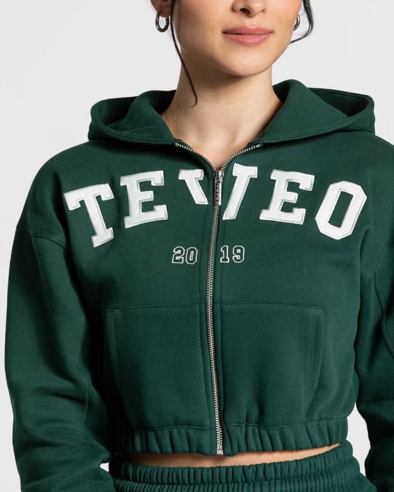 Women's Teveo College Zip Hoodie Dark Green | USA-8610LNGMX