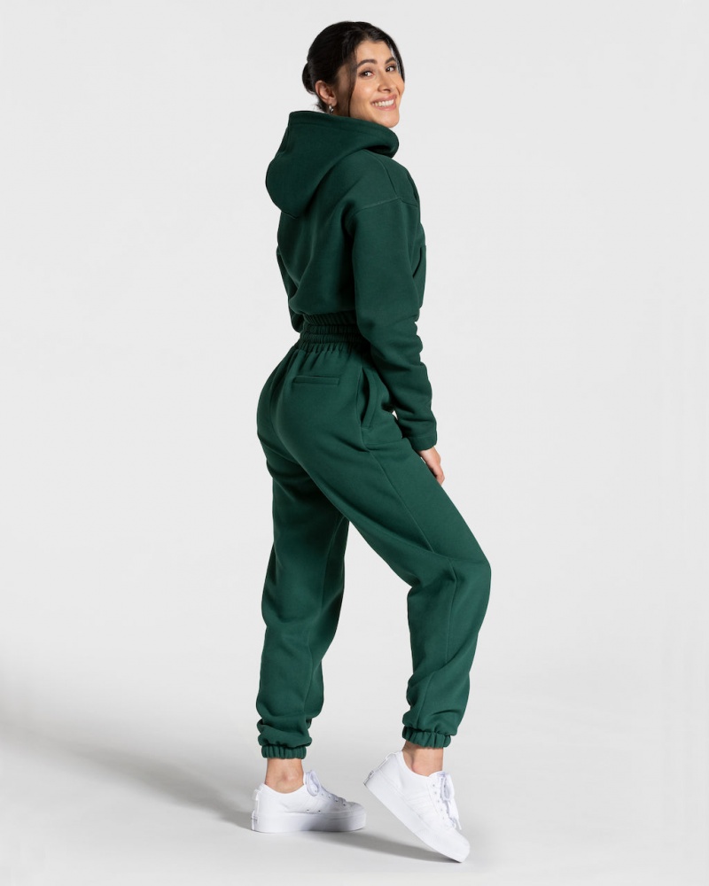 Women's Teveo College Zip Hoodie Dark Green | USA-8610LNGMX