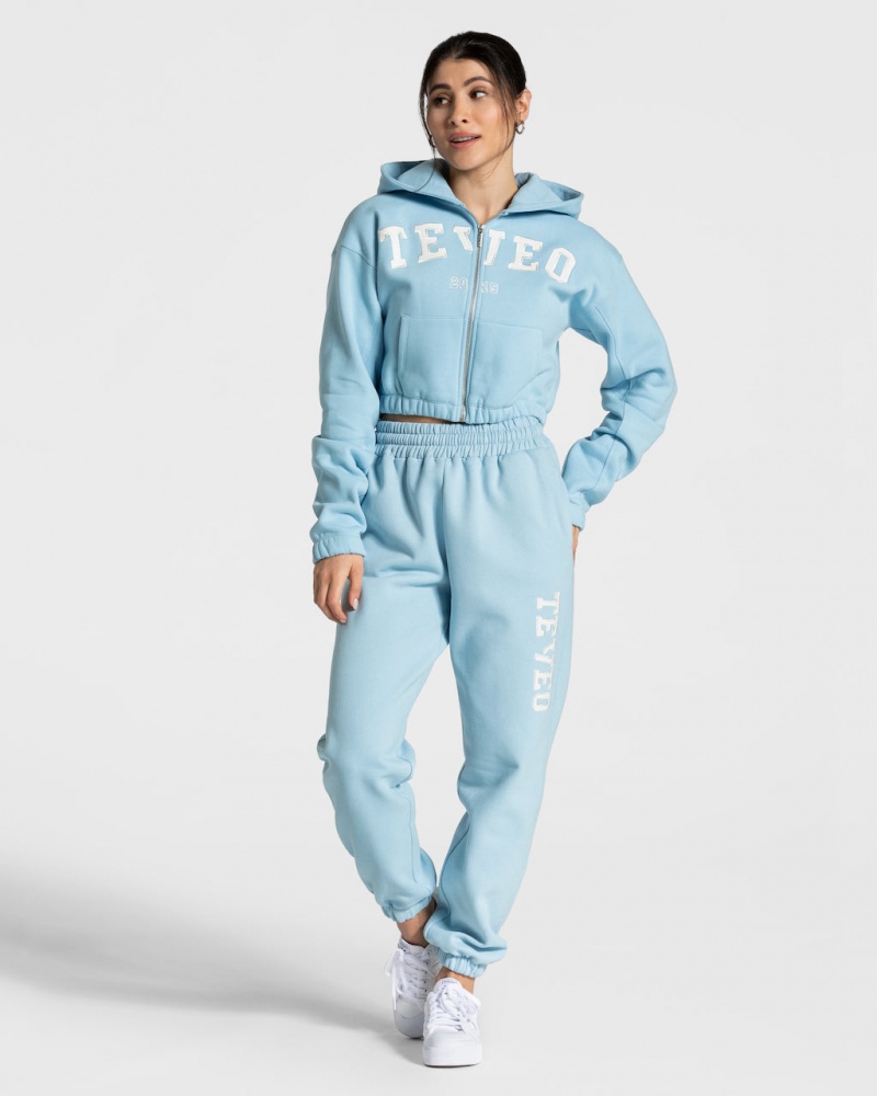 Women's Teveo College Zip Hoodie Light Blue | USA-0193QTYHP