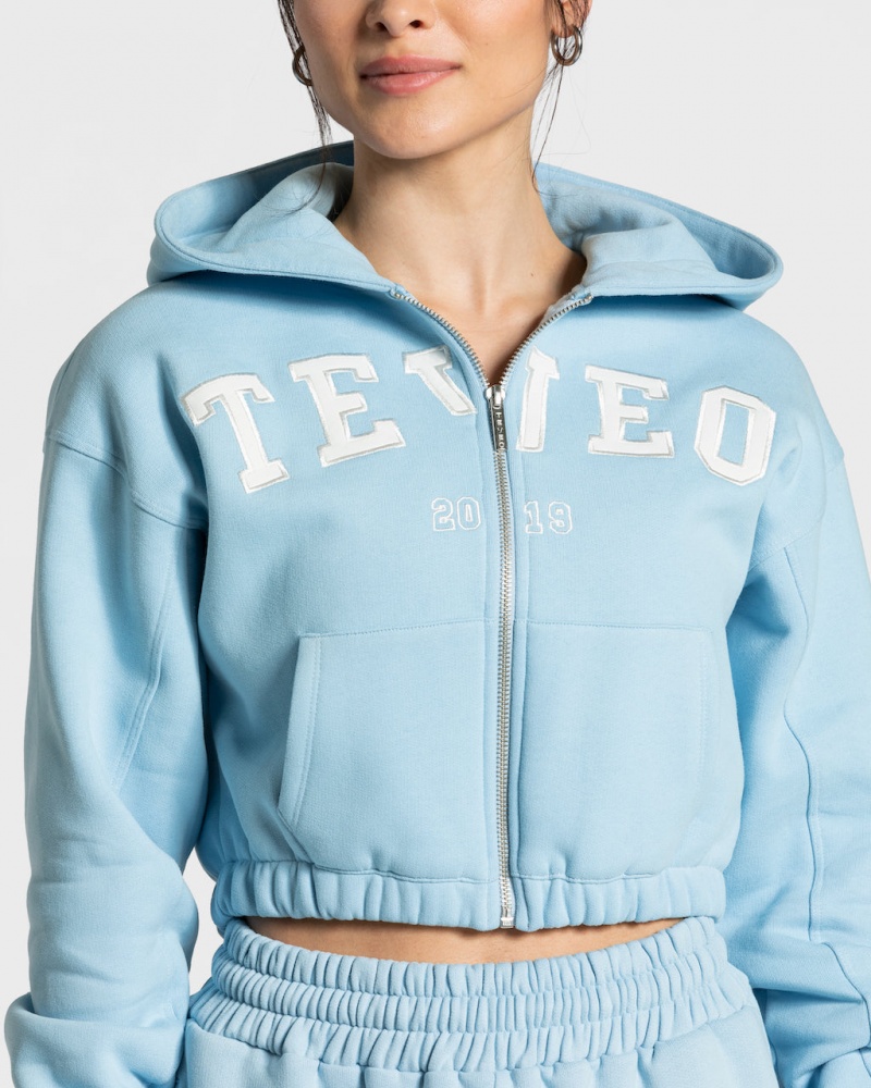 Women's Teveo College Zip Hoodie Light Blue | USA-0193QTYHP