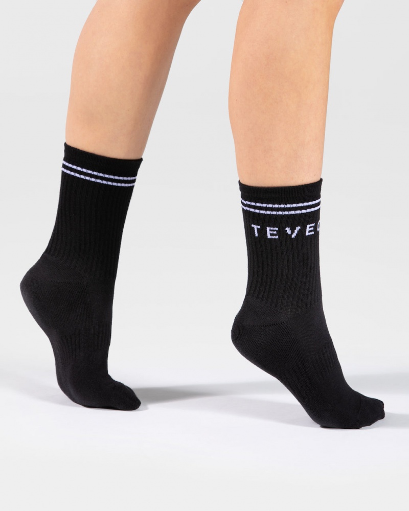 Women\'s Teveo Crew (2pcs) Socks Black | USA-3081YFMUN