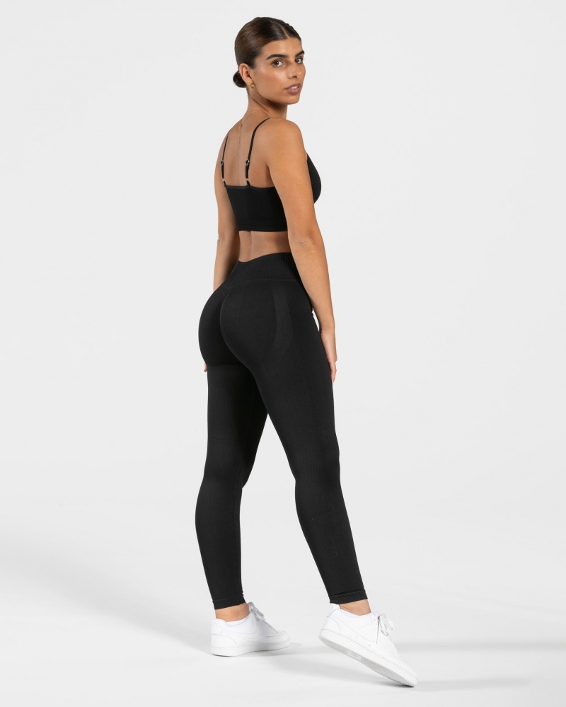 Women's Teveo Elegant Scrunch Leggings Black | USA-1689QIGZU