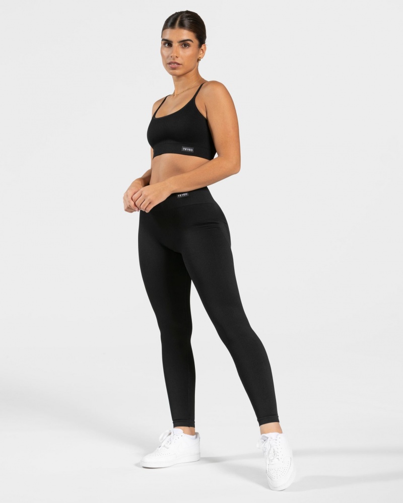 Women's Teveo Elegant Scrunch Leggings Black | USA-1689QIGZU