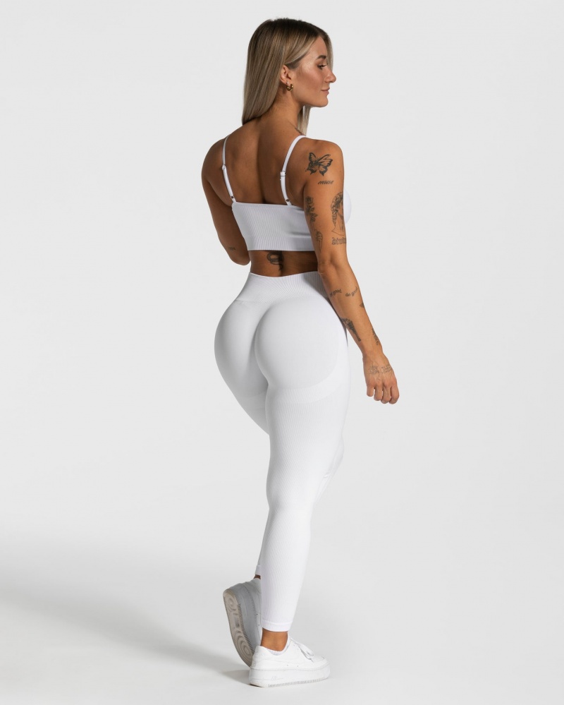 Women's Teveo Elegant Scrunch Leggings White | USA-1254RMGZC