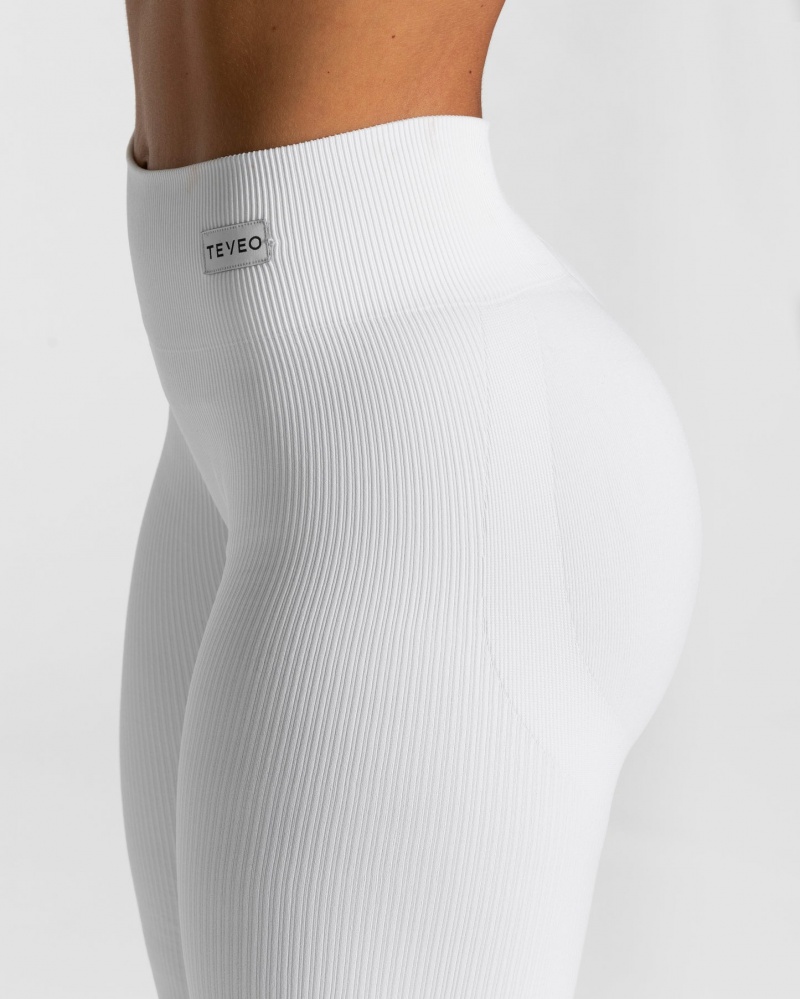 Women's Teveo Elegant Scrunch Leggings White | USA-1254RMGZC