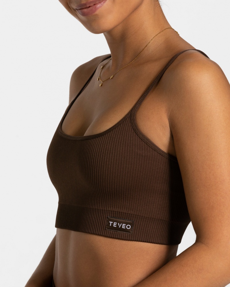 Women's Teveo Elegant Sports Bra Dark Brown | USA-2618DQUOE