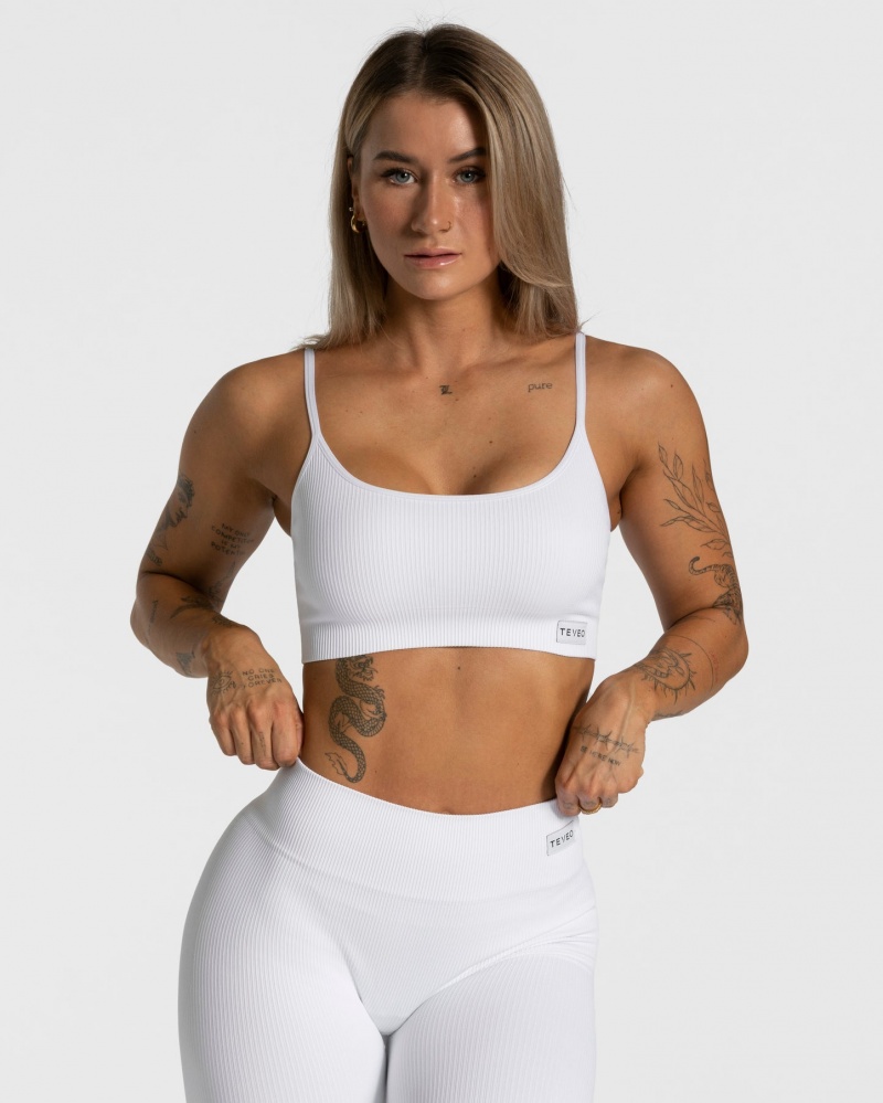 Women\'s Teveo Elegant Sports Bra White | USA-1632GHLXB