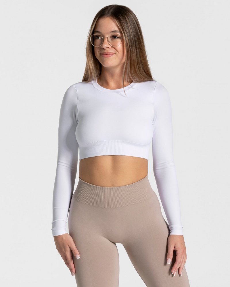 Women's Teveo Everyday Cut Out Long Sleeve White | USA-6742DFPNX