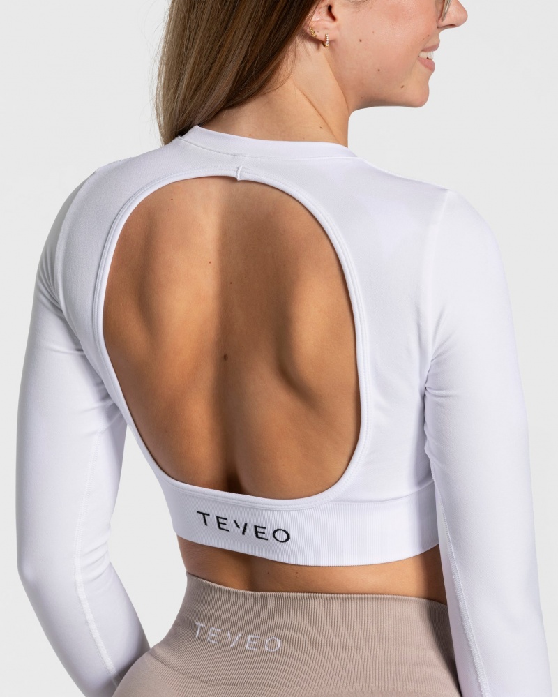 Women's Teveo Everyday Cut Out Long Sleeve White | USA-6742DFPNX