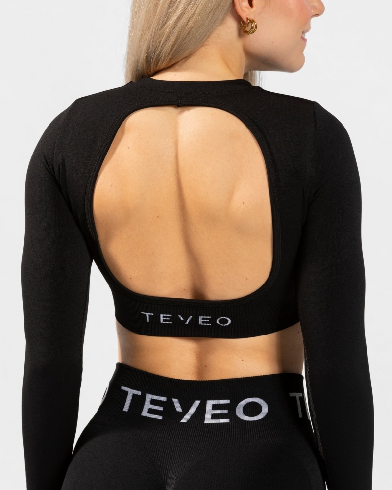 Women's Teveo Everyday Cut Out Long Sleeve Black | USA-2869SQMIR