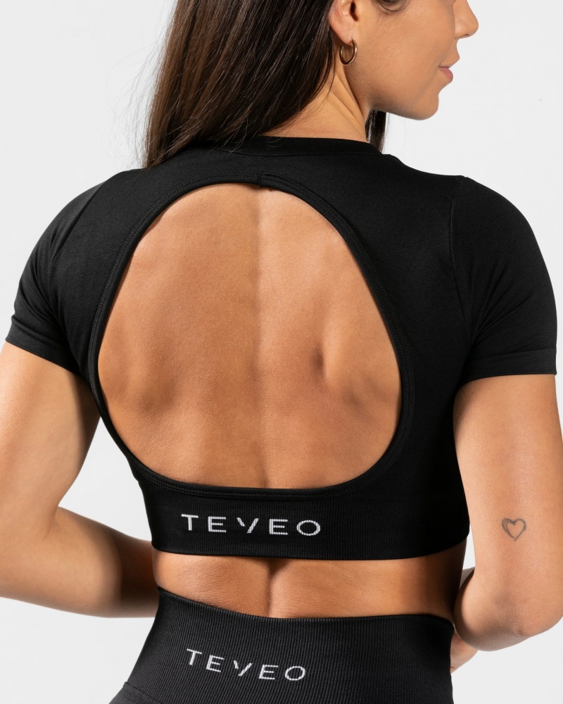 Women's Teveo Everyday Cut Out T-Shirt Black | USA-8164UPVDT