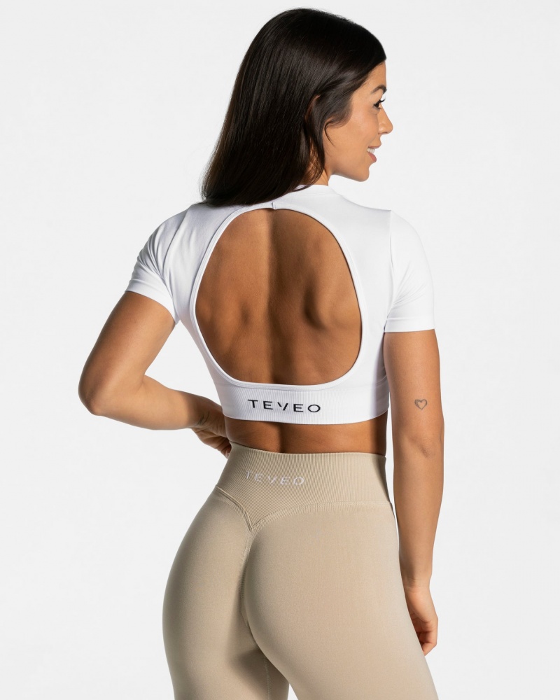 Women's Teveo Everyday Cut Out T-Shirt White | USA-7206XAZHY