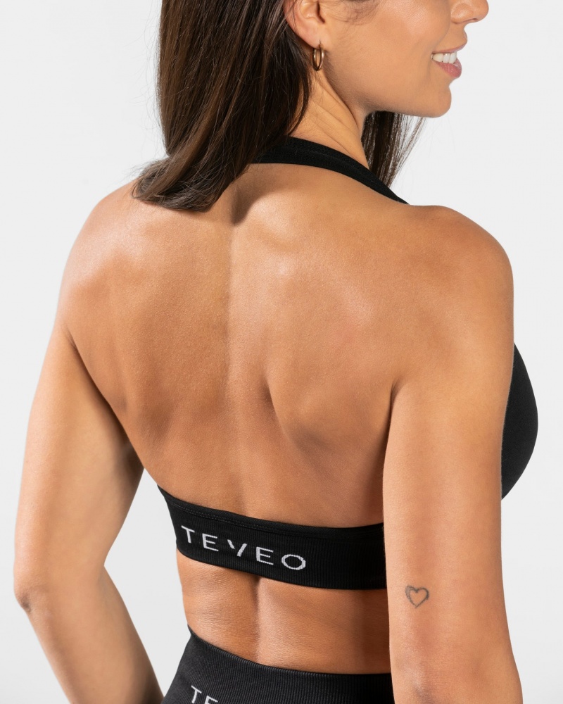 Women's Teveo Everyday Neckholder Sports Bra Black | USA-4129AYVOF