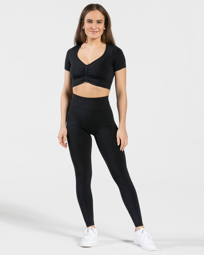 Women's Teveo Focus Crop Tops Black | USA-8023WIXRB