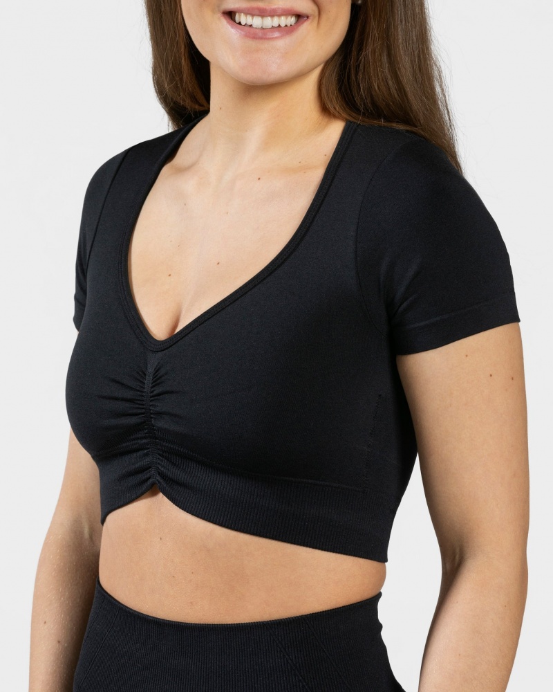 Women's Teveo Focus Crop Tops Black | USA-8023WIXRB