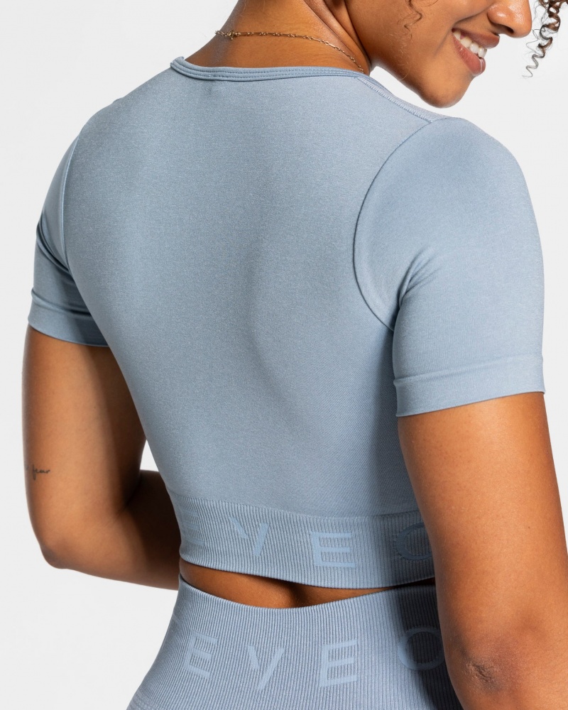 Women's Teveo Focus Crop Tops Grey Blue | USA-7162YVNLT