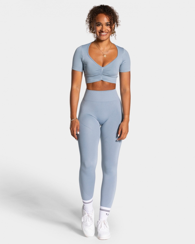 Women's Teveo Focus Crop Tops Grey Blue | USA-7162YVNLT