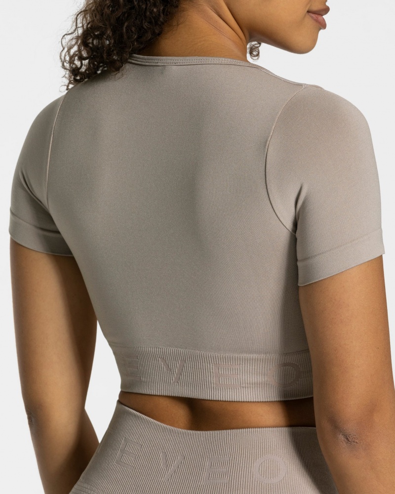 Women's Teveo Focus Crop Tops Grey | USA-0359VHNJY