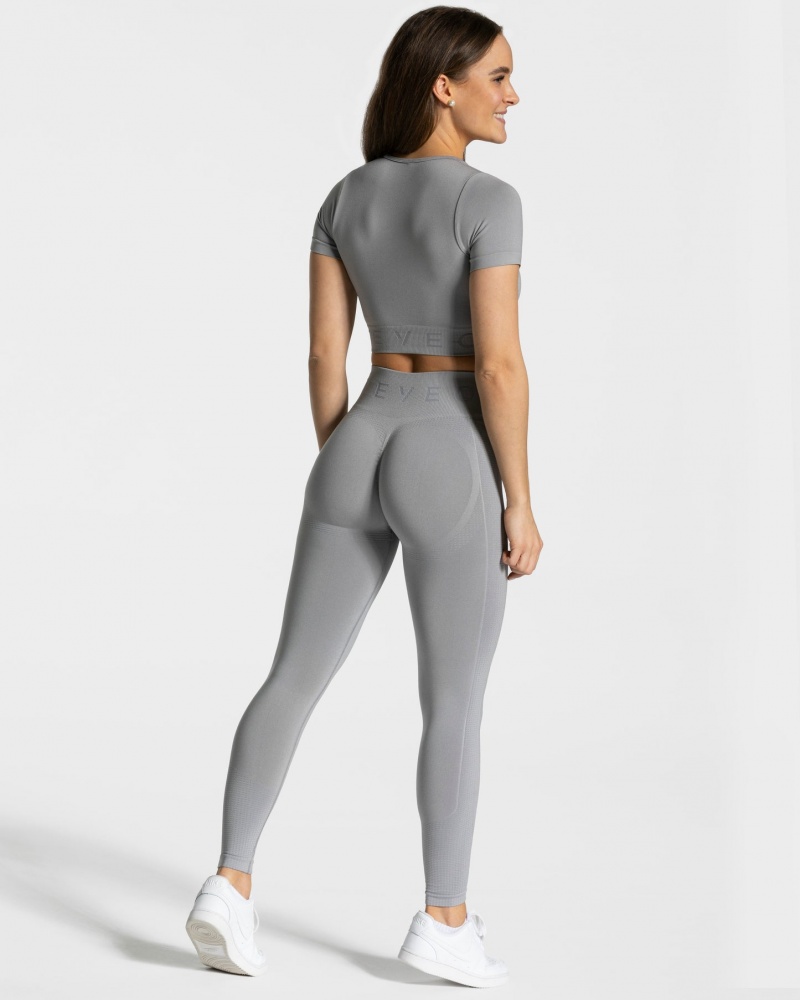 Women's Teveo Focus Crop Tops Grey | USA-7301MHZGD