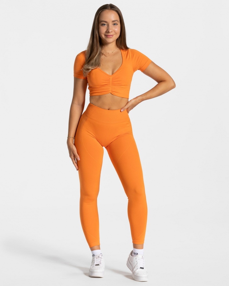 Women's Teveo Focus Crop Tops Orange | USA-7430YKRSV