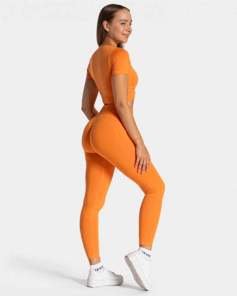 Women's Teveo Focus Crop Tops Orange | USA-7430YKRSV