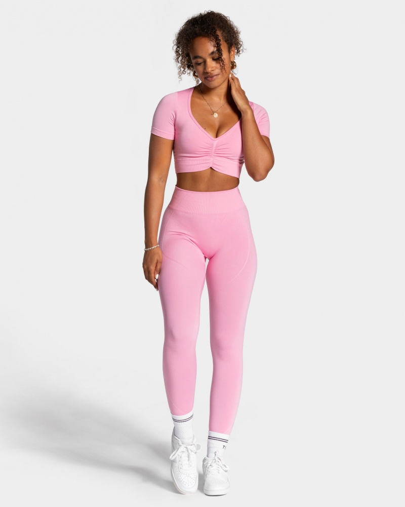 Women's Teveo Focus Crop Tops Pink | USA-6014AWQGS