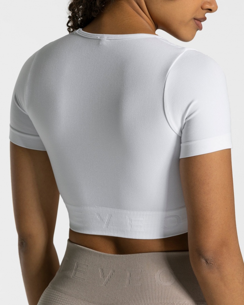 Women's Teveo Focus Crop Tops White | USA-8372TXJYC