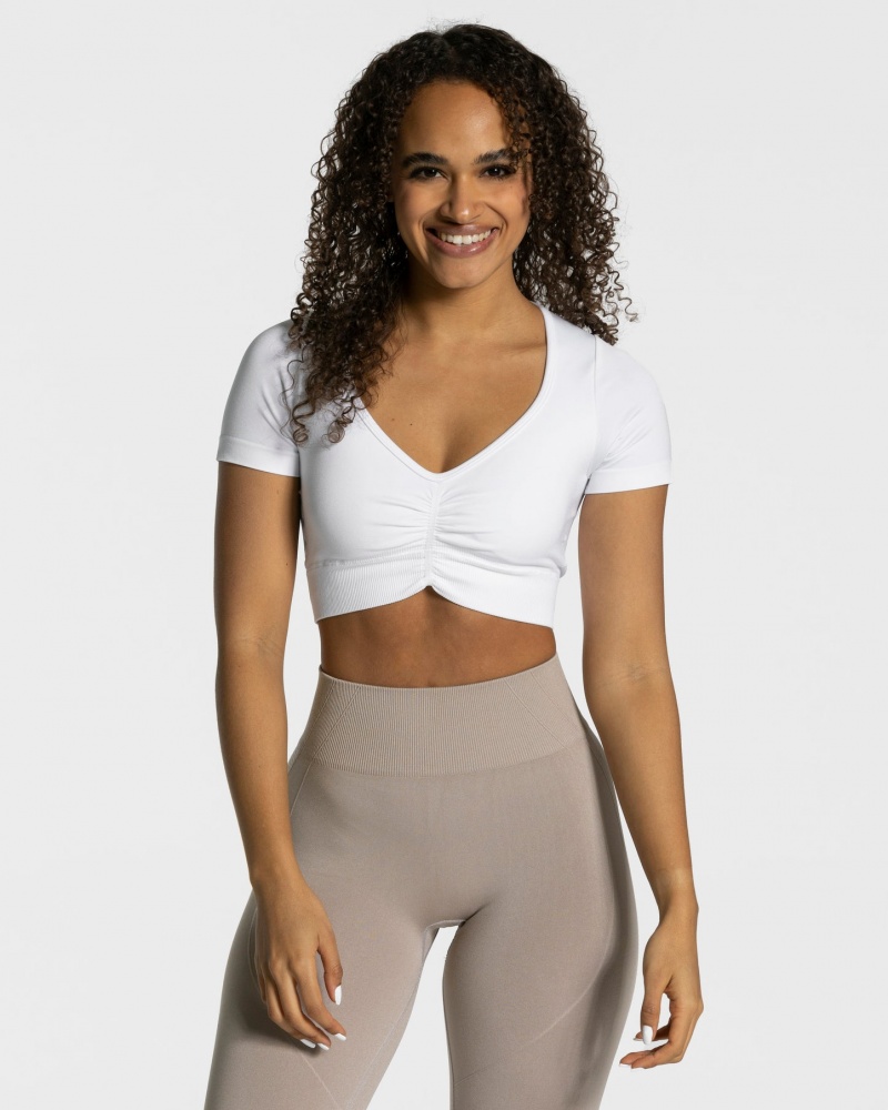 Women\'s Teveo Focus Crop Tops White | USA-8372TXJYC