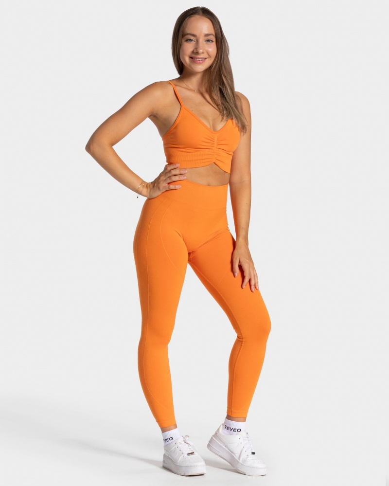 Women's Teveo Focus Scrunch Leggings Orange | USA-7346PESGQ