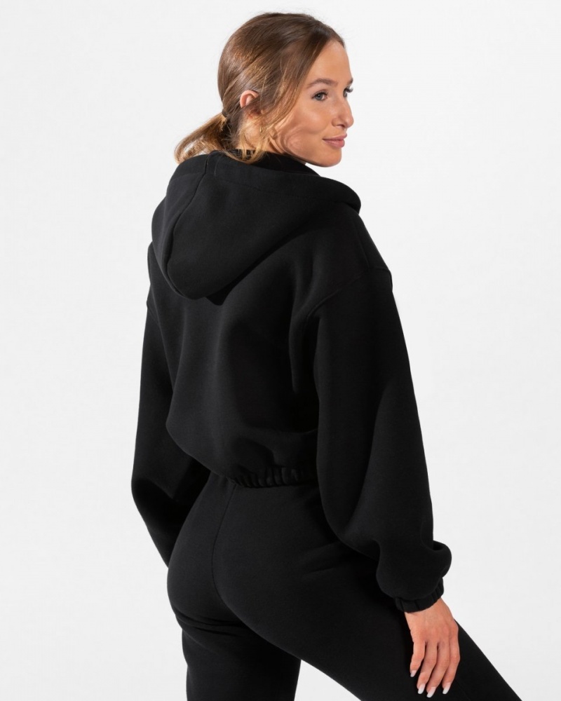 Women's Teveo Iconic Oversized Hoodie Black | USA-9138NKYOF