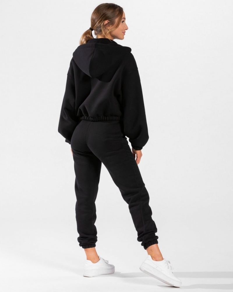 Women's Teveo Iconic Oversized Hoodie Black | USA-9138NKYOF