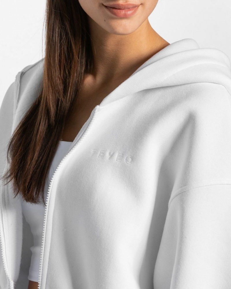 Women's Teveo Iconic Oversized Hoodie White | USA-6972JDUHI