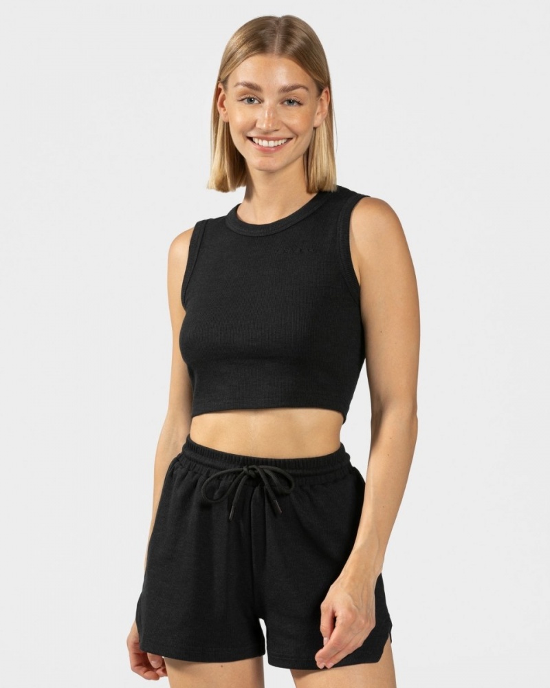 Women\'s Teveo Lounge Crop Tops Black | USA-7152XBSCQ