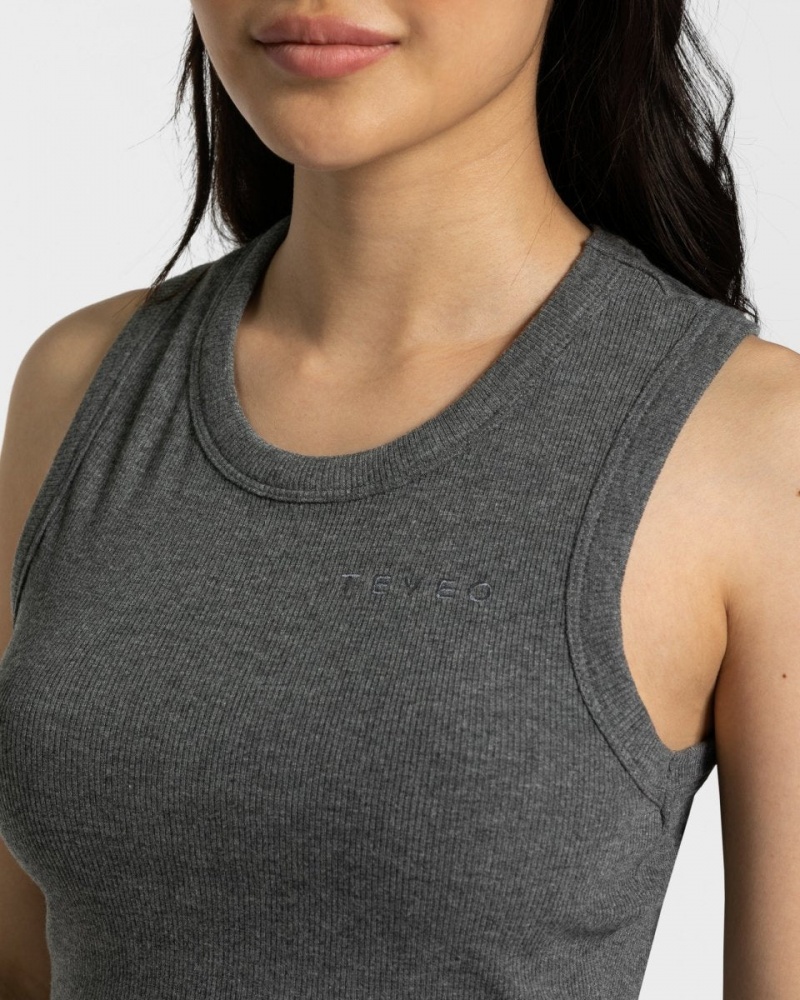 Women's Teveo Lounge Crop Tops Dark Grey | USA-5246RYVAO